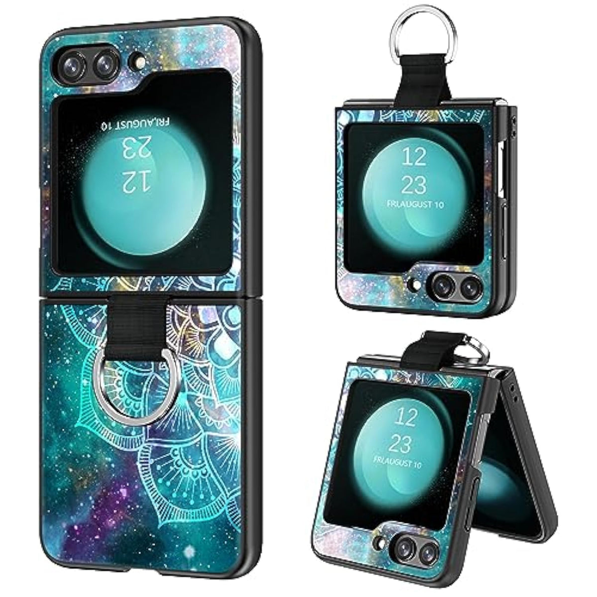 For Samsung Galaxy Z Flip 5 Case, Slim Fit Glow In The Dark Soft Flexible Bumper Protective With Ring Shockproof Non-Slip Case Cover For Galaxy Z Flip 5 6.7“ 2023, Mandala In Galaxy