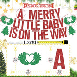 Red & Green Glitter "A Merry Little Baby" Banner Holiday Baby Shower Decor