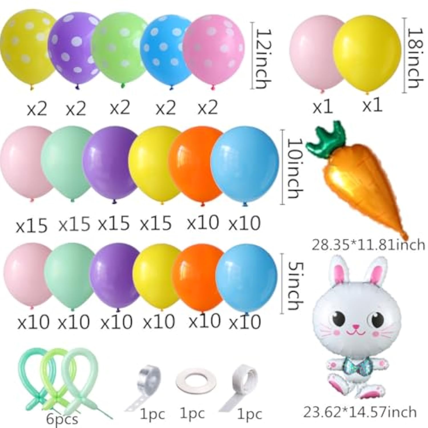 Easter Balloon Arch Garland Kit 163Pcs Pastel Balloon Arch With Bunny Carrot Balloons For Easter Birthday Party Supplies Spring Party Decorations