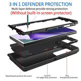 Heavy Duty Shockproof Rugged Defender Protective Case for Samsung Galaxy Note 20 5G, 3 in 1 Bumper Cover, Black