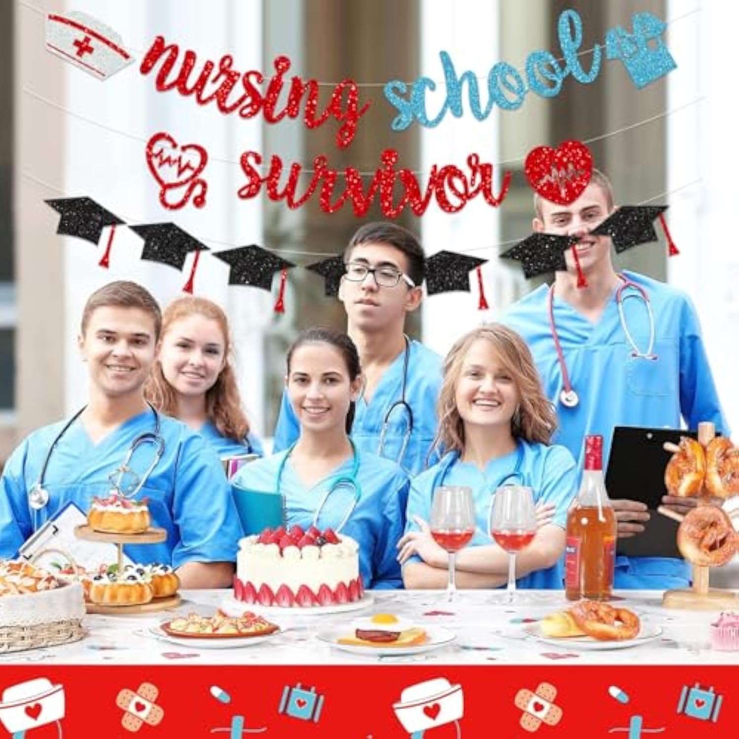 Nursing Graduation Party Supplies Decorations - Class Of 2025 Rn Banner, Glitter Congrats Nurse, Call The Shots Party Decor Garland, School Survivor Favors