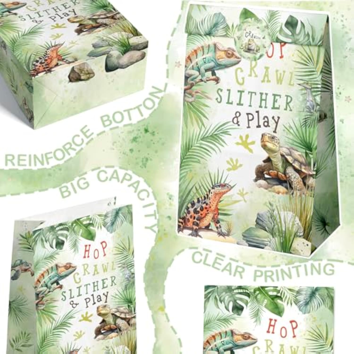 24 Reptile Party Favor Bags With Stickers Reptile Goodie Bags Reptile Party Favors For Kids Reptile Birthday Party Supplies