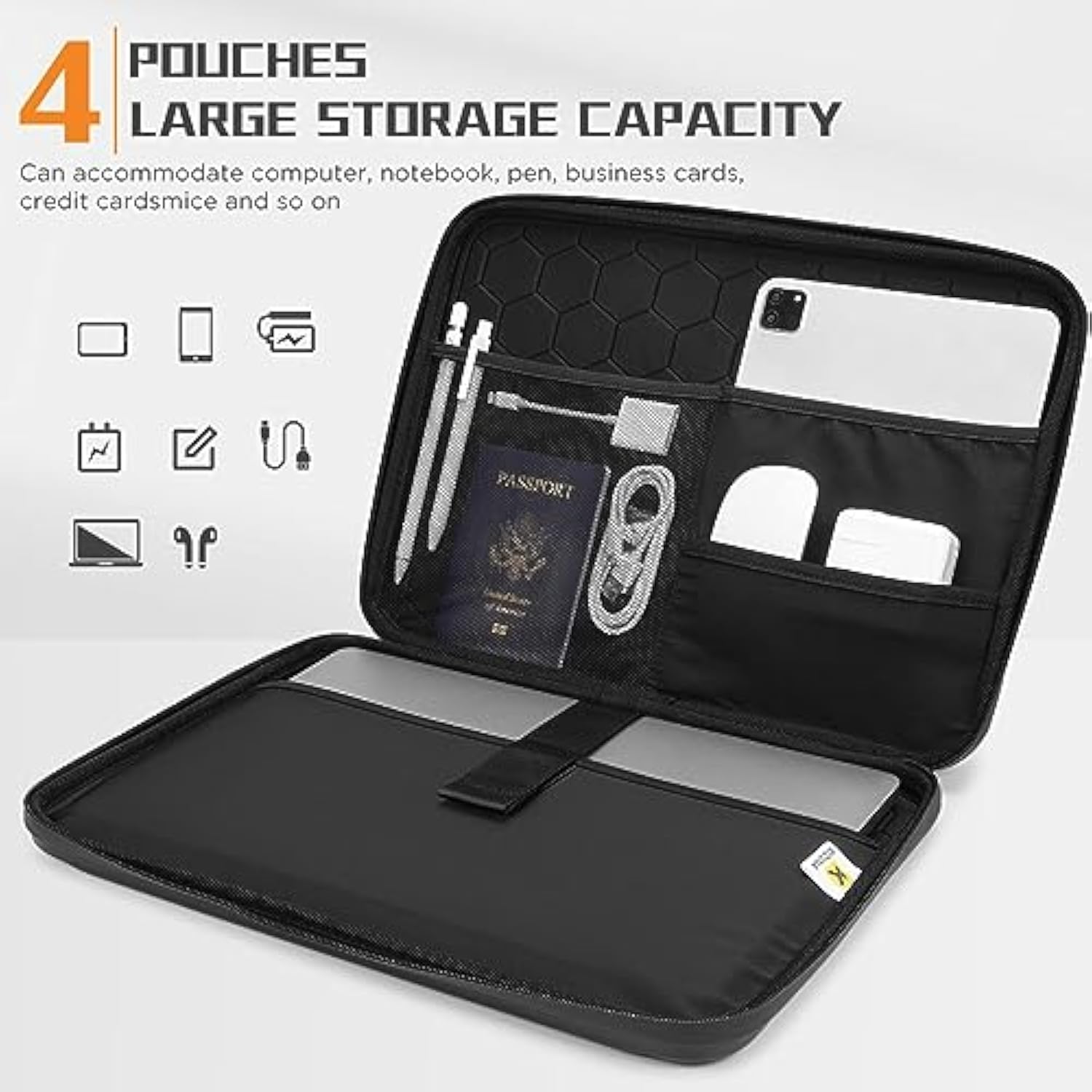 Laptop Bag Case 15 Inch Shockproof Eva Hard Shell Handle Sleeve For Macbook Pro 16 M4 M3 M2/15 Lenovo Ideapad 3I /15.6" Dell Xps 15/Ideapad Slim 3I 14"/15" Ideapad Gaming 3I,Black