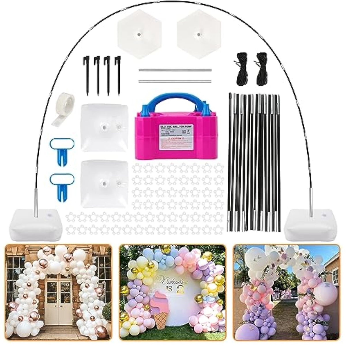 10ft Adjustable Balloon Arch Stand with Electric Pump & Accessories