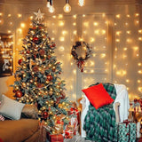 600 Led Christmas Curtain Lights Outdoor, 9.5X19.6Ft Christmas String Light Plug In With Remote, 8 Modes Wall Hanging Lights For Bedroom Party Backdrop Wedding Xmas Decor, Warm White