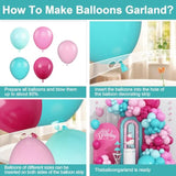 Hot Pink & Teal Balloon Garland Kit – Rose, Turquoise and Pastel Balloons for Party Decor