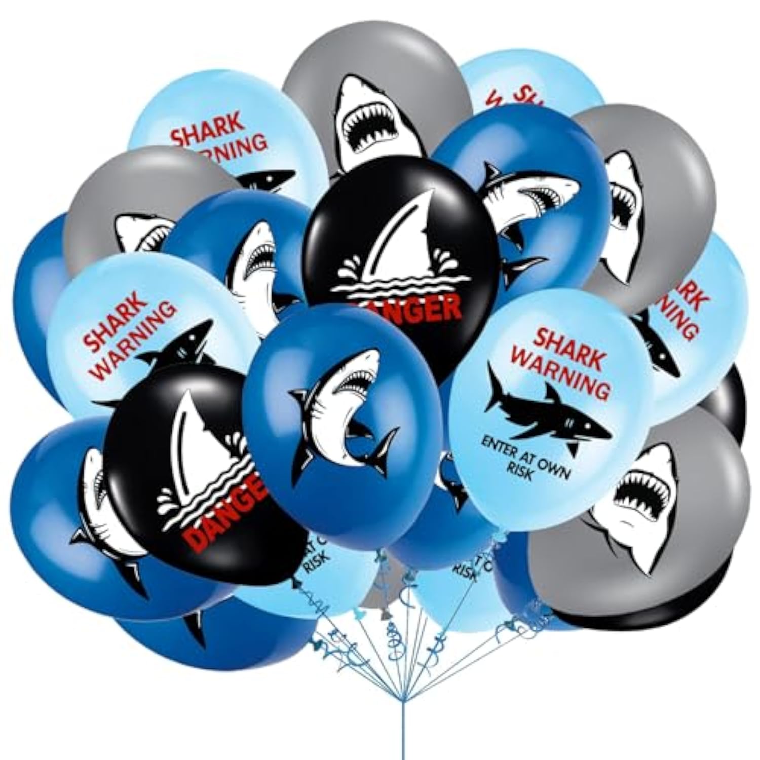 40 Pcs Shark Birthday Balloons Shark Party Balloons Shark Birthday Decorations Blue Ocean Balloons Shark Party Supplies, Shark Birthday Party Supplies