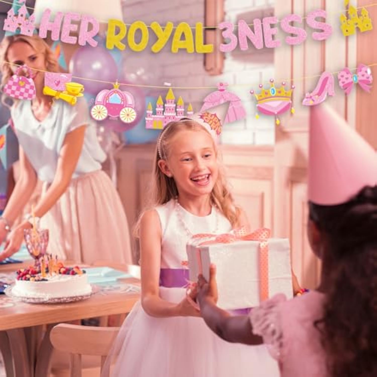 Princess Birthday Party Decorations - 3Rd Birthday Gilter Banner Decoration For Girls Her Royal Threeness Birthday Three Years Old Decor Princess Themed 3 Years Old Birthday Party Supplies