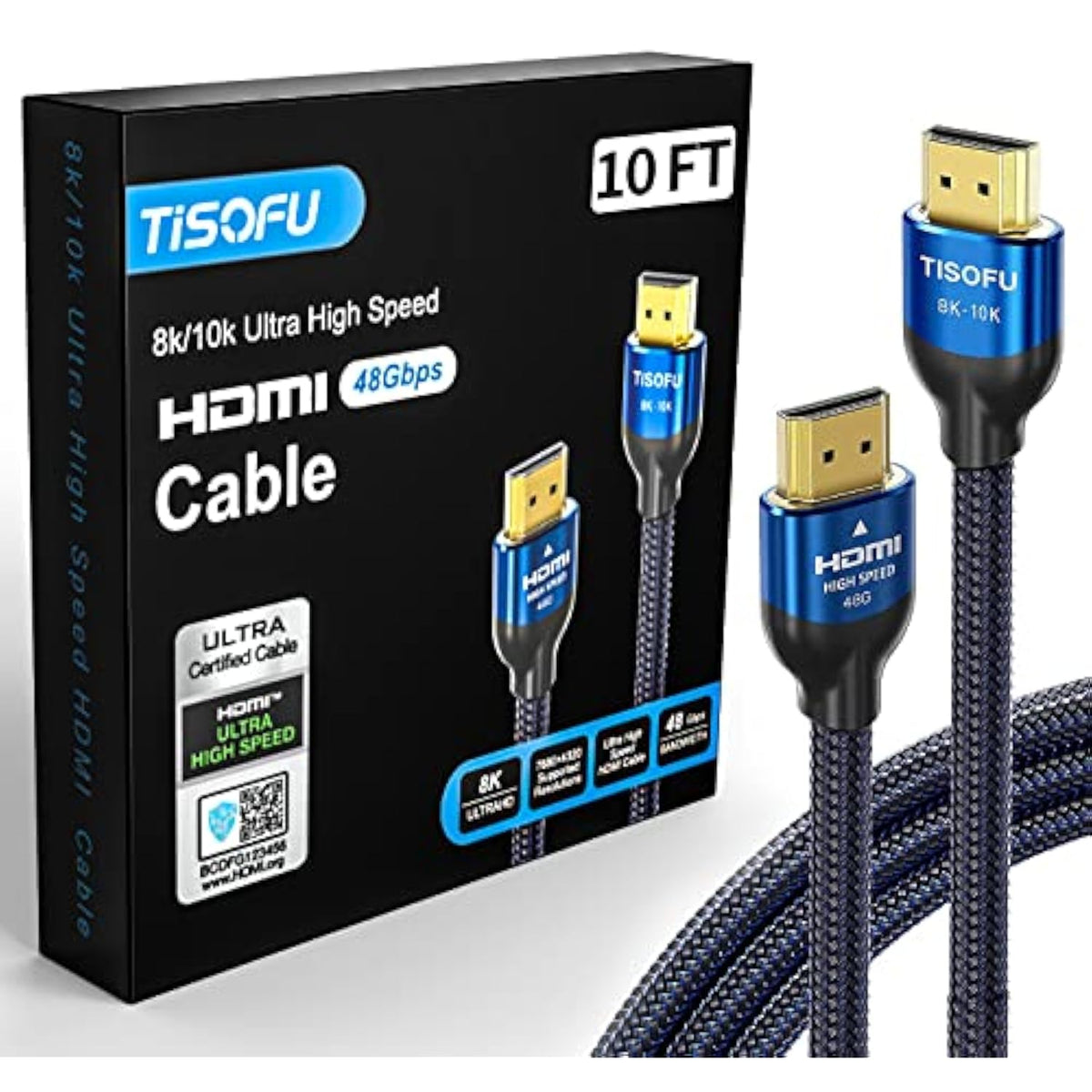 [Ultra Certified 8K Hdmi Cable 10Ft: Hdmi 2.1 Cables 48Gbps High Speed Premium