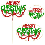 Merry Christmas Red Green Glitter Cake Topper Holiday Party Decoration