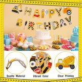 5 Pcs Construction Happy Birthday Banner, Vehicle Truck Garland Architectural Triangle Bunting Banner Boy Birthday Vehicle Engineering Theme Party Supplies Decoration