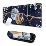 Cute Sloth Gaming Mouse Pad, Large Desk Mat With Animal And Moon, Rubber Non-Slip Extended Funny Whimsical Mousepad, Office Home Decor Accent, Gifts For Animal Lovers, 31.5X11.8X0.12In