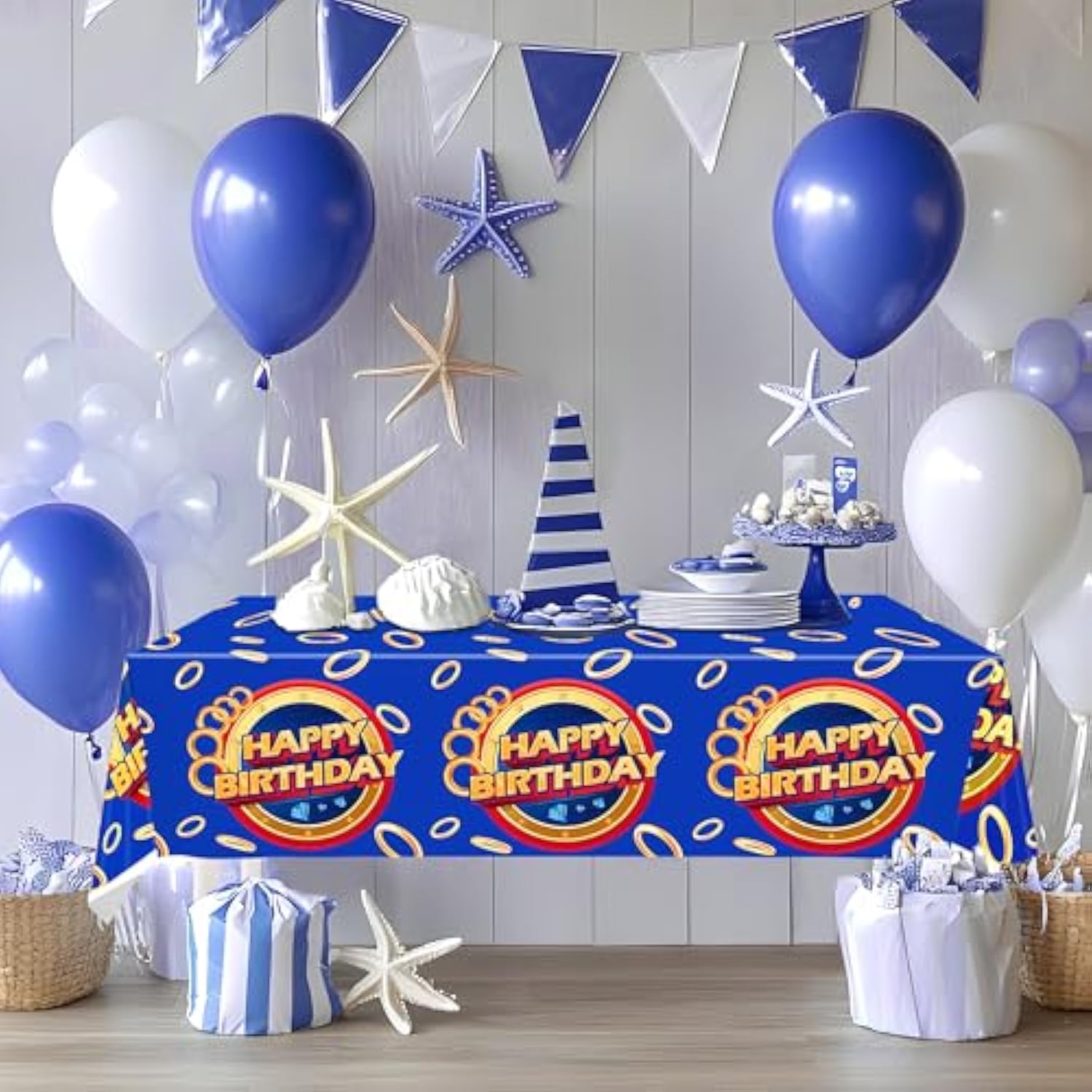 3 Pcs Blue Hedgehog Birthday Tablecloth - 42.5" X71'' Waterproof Cartoon Table Cover For Boys Girls Kids Party Supplies Decor Gamer Mining Craft Party Decorations