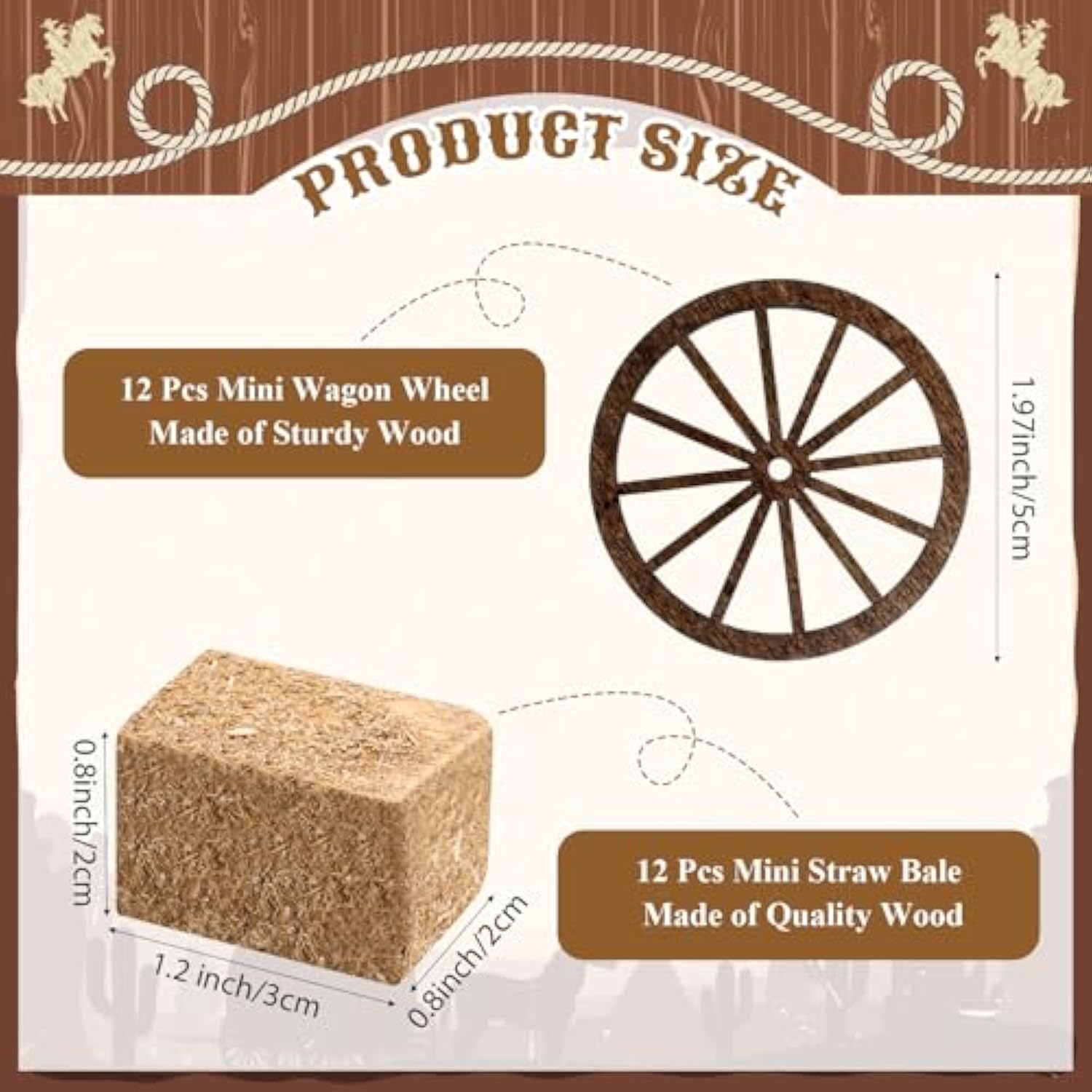 24 Pcs Western Theme Party Decorations Birthday Table Centerpieces Mini Hay Bales And Small Western Wagon Wheels For Crafts Horse Rodeo Decor Cowboy Wedding Party Favors Supplies