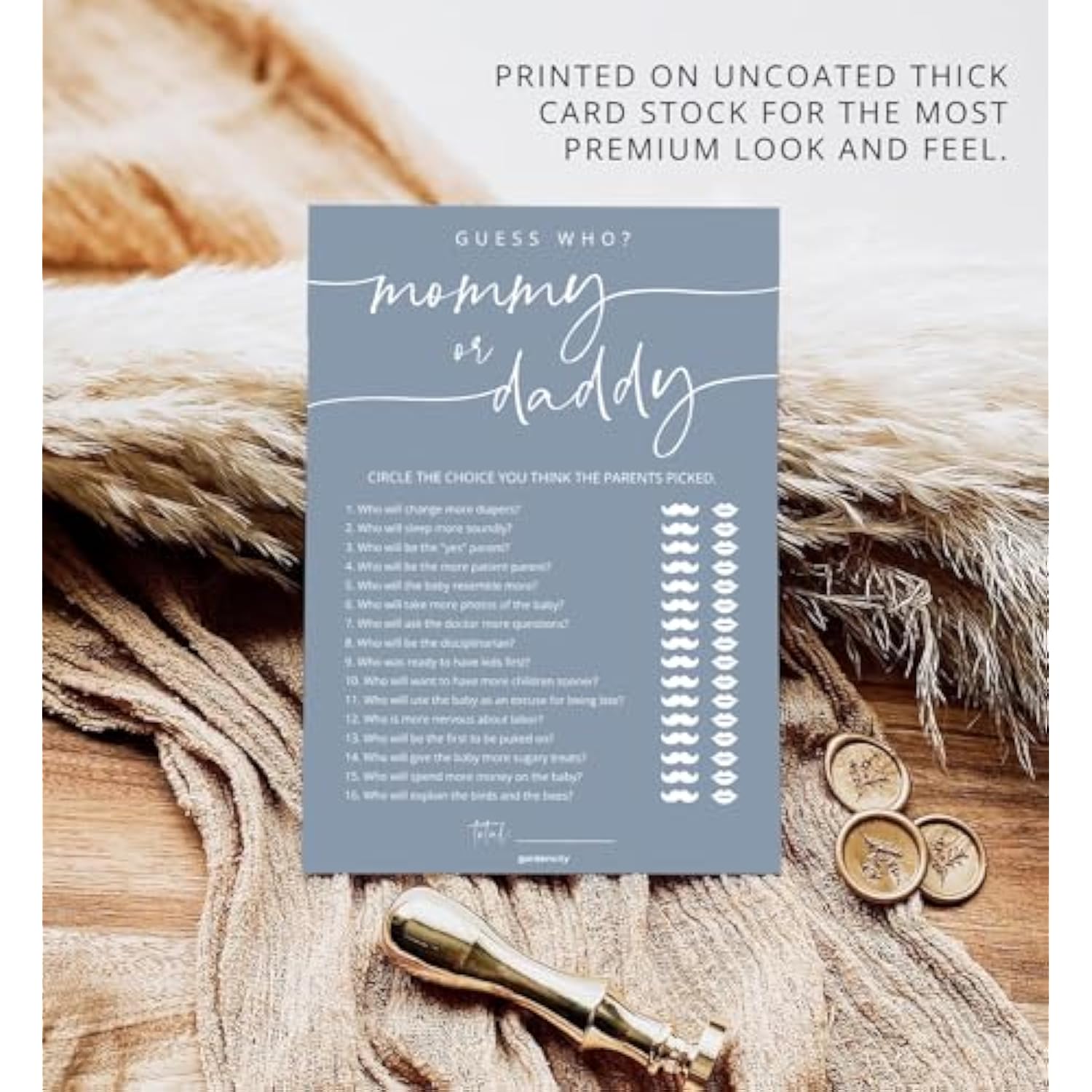 50 Guess Who Mommy Or Daddy Game Cards, Fun Baby Shower Games Activity, Gender Neutral Boy Or Girl - Blue