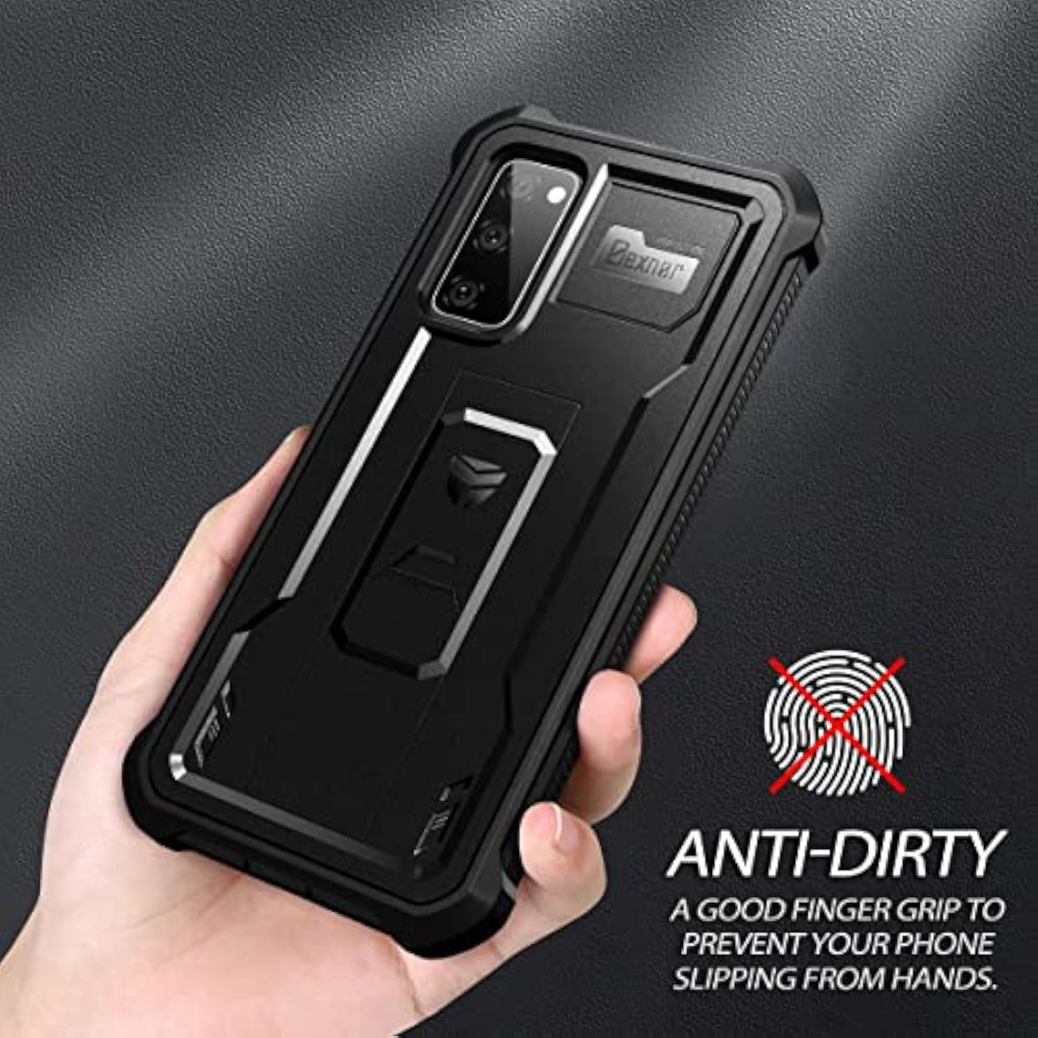 For Samsung Galaxy S20 Fe Case, [Built In Screen Protector And Kickstand] Heavy Duty Grade Protection Shockproof Protective Cover For Samsung Galaxy S20 Fe 5G, 6.5 Inch Black