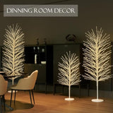 Lighted White Tree With Timer And Dimmer 4Ft 576 Led Fairy Lights, Twig Tree With Lights For Home Room Thanksgiving Christmas Holiday Decoration