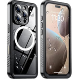 Magnetic For Iphone 16 Pro Max Case Waterproof,Built-In Screen Protector[Ip68 Underwater][Upgrade Military Dropproof][Compatible With Magsafe] Full Body Shockproof Case-Black