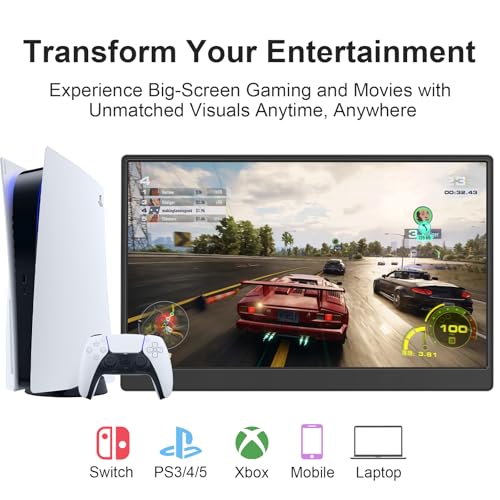 Portable Monitor 15.6-Inch Fhd 1080P Ultra-Slim Travel External Monitor Hdr Ips Gaming Display With Kickstand &Speakers Usb-C Hdmi Plug&Playfor Laptop Pc Phone Ps4/5 Xbox Switch