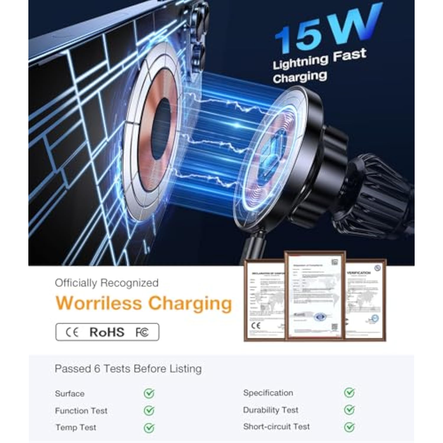 For Magsafe Car Mount Charger?100% Stable? 15W Magsafe Car Charger, Car Phone Holder Charger Mag Safe Car Accessories For Women Men Magnetic Wireless Car Charger Iphone 16 Pro Max 15 14 13 12