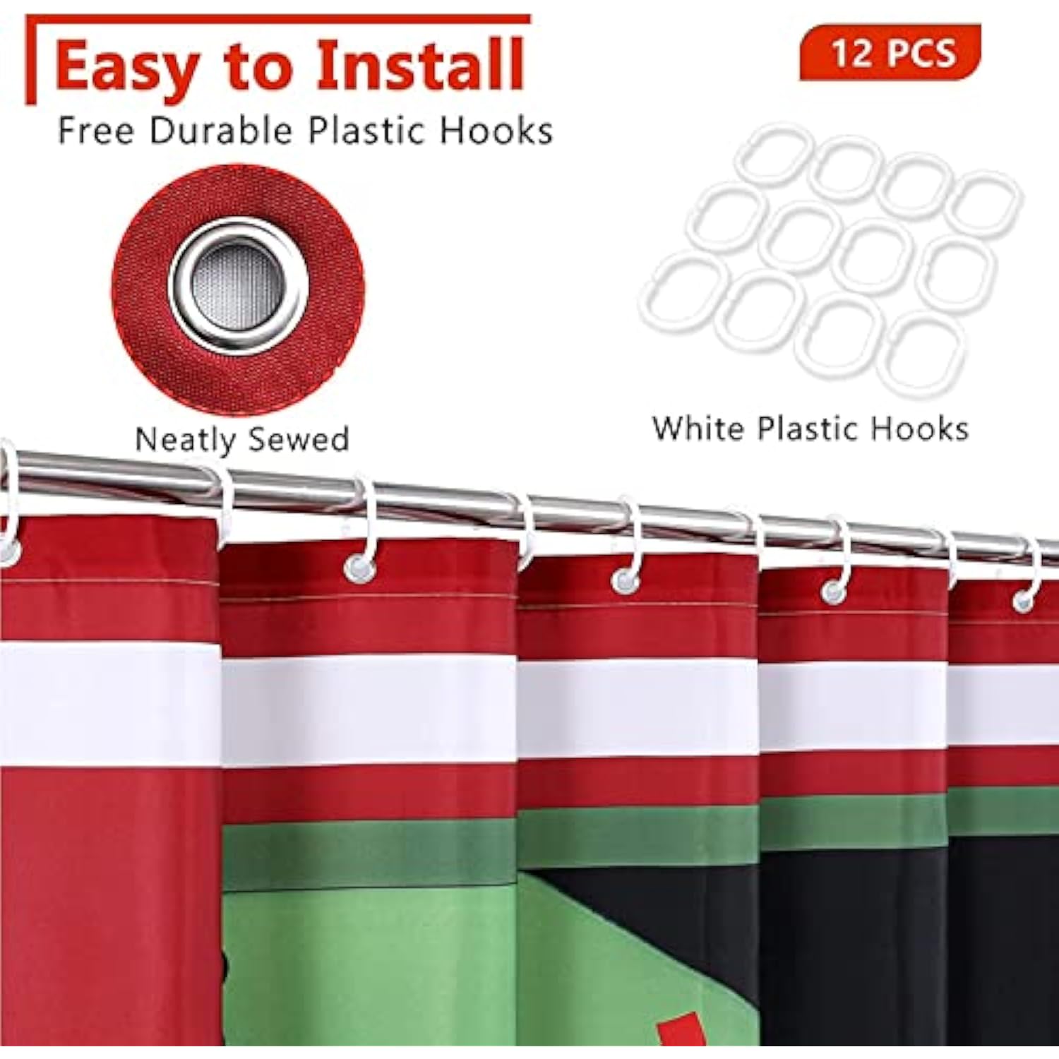 Aoderti Christmas Grinch Shower Curtain With 12 Hooks, 72''X72'' Waterproof Polyester Christmas Bathroom Decorations Shower Curtains For Bathroom, Heavy Weighted Hem, Machine Washable, Quick Dry