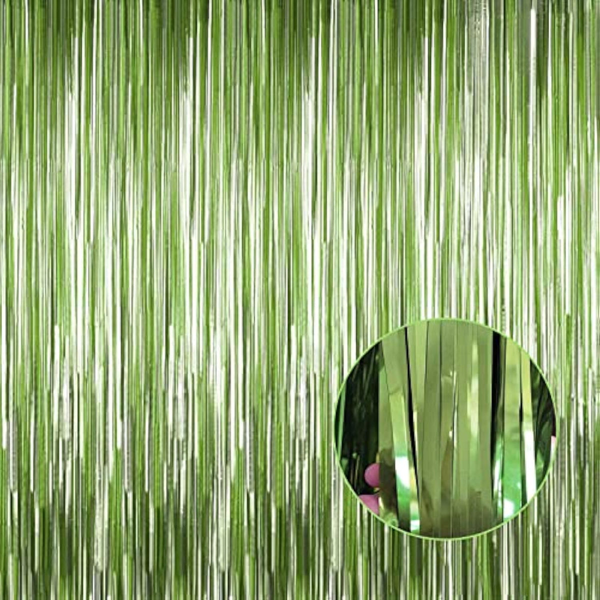 4-Pack Light Green Foil Fringe Curtains 3.28x8.2 ft for Party and Photo Booth Decor