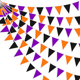 32FT Halloween Pennant Banner Orange Black Purple Fabric Triangle Flag Garland