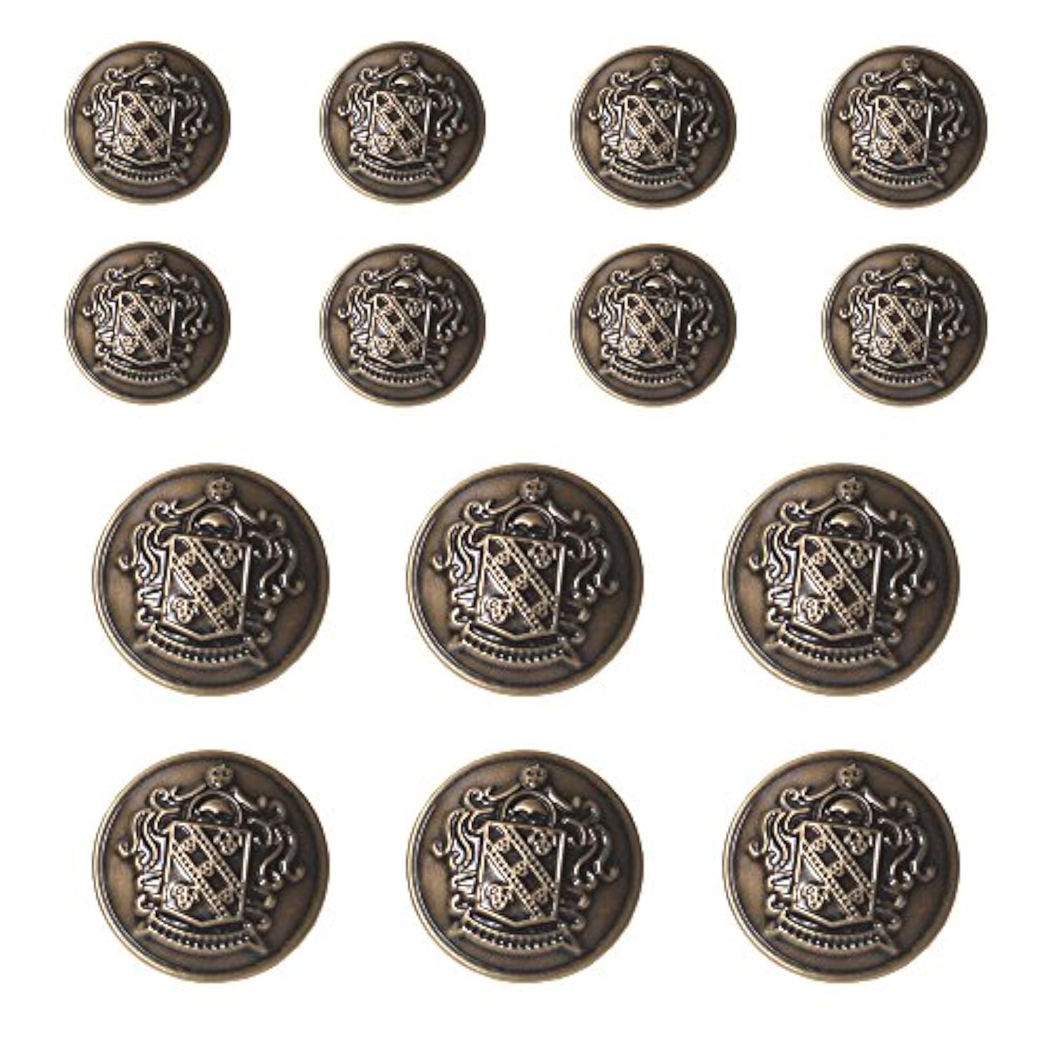 14 Pieces Antique Metal Blazer Buttons Set For Blazers, Suits, Sport C
