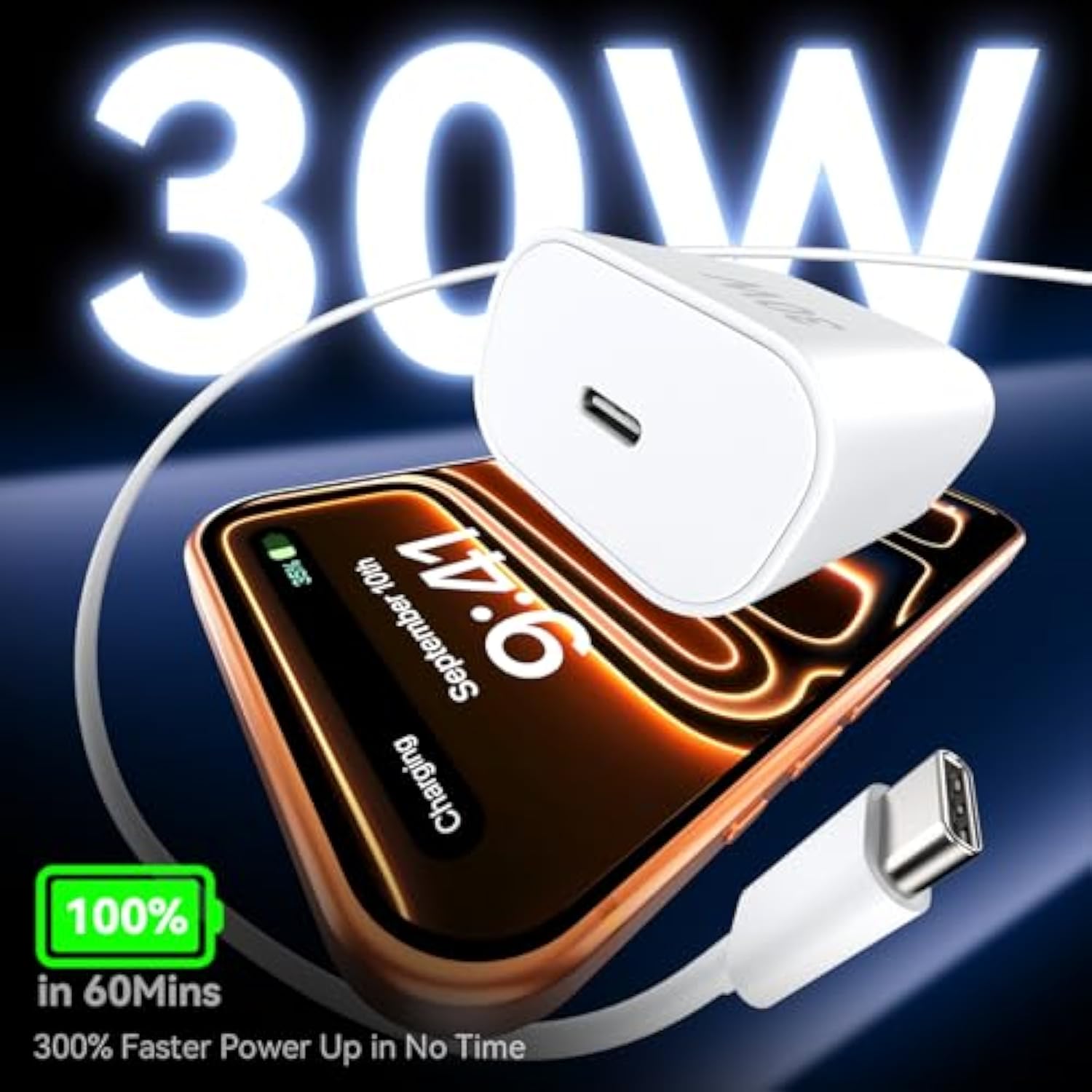 Iphone 17 16 Pro Max Charger Fast Charging Block, 30W Iphone 17/16 Pro Max Usb C Fast Charger With 10 Ft Type C Fast Charging Long Cable Cord For Iphone 17 Pro Max/17 Pro/17/Air/16 Pro Max/16 Pro/15