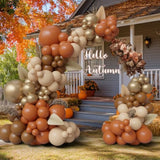 Fall Balloon Arch Kit 145pcs Terracotta Orange Nude Gold Balloons for Baby Shower Party