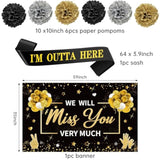 45pcs Retirement Party Decorations — Black & Gold Farewell Banner, Table Toppers & More