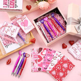 141 Pcs Valentines Notebook Pen Cards Set 35 Valentine Small Pocket Notepads 35 Heart Shaped Ballpoint Pen 35 Valentine Cards 35 Organza Bags For Party Supplies