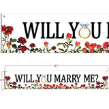 Proposal Banner Will You Marry Me Flower Banner Propose Decorations Supplies For Marriage Signs Valentine'S Day Spring Engagement Outdoor Party Backdrop Decorations 6Ft