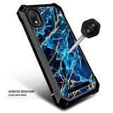 Designed For Cloud Mobile Stratus C8 Phone Case With [Tempered Glass Screen Protector], Full-Body Protective Shockproof Rugged Bumper Cover Case (Marble Sapphire)