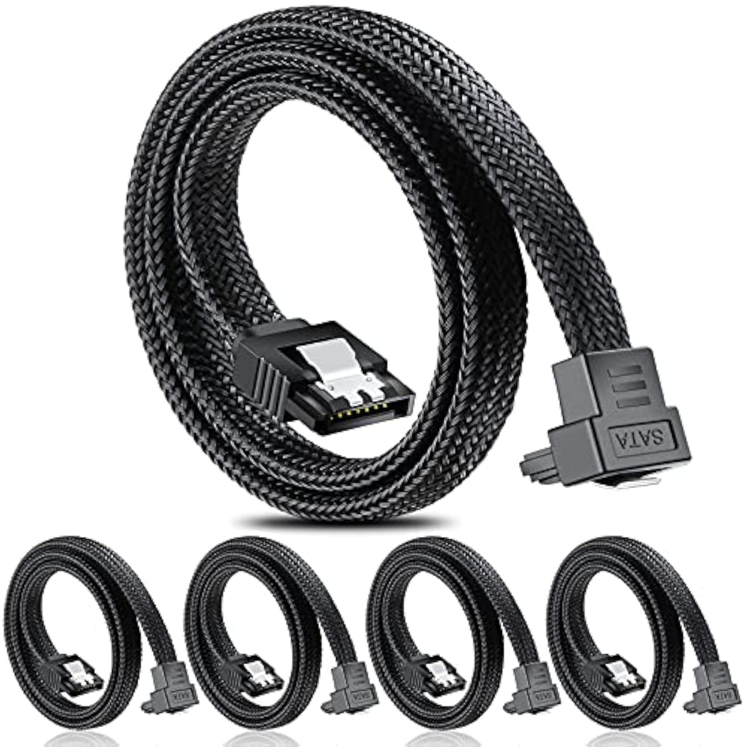 Sata Iii Cable, 6Gbps 90 Degree Right Angle Hdd Sdd Data Cable, Sata 3.0 Nylon