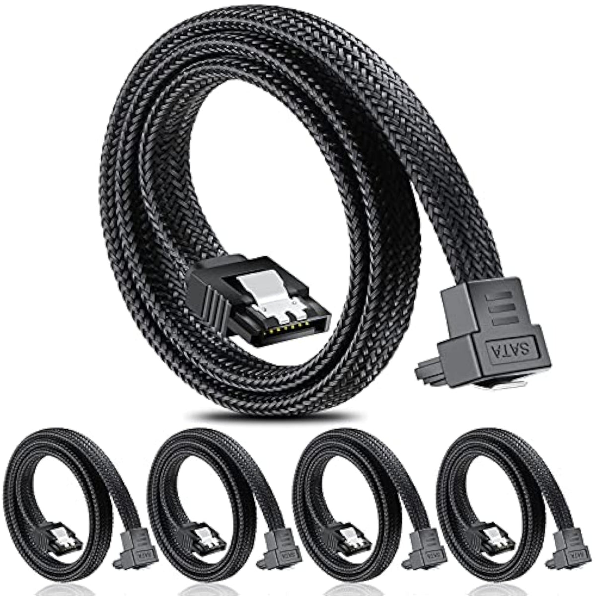 Sata Iii Cable, 6Gbps 90 Degree Right Angle Hdd Sdd Data Cable, Sata 3.0 Nylon