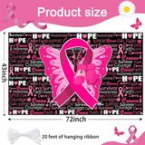Breast Cancer Awareness Backdrop Banner, Pink Ribbon Decor, 72 x 43 Inches