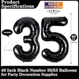 Black 35 Number Balloons 40in Giant Foil Birthday Anniversary Decor