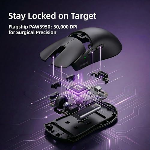 9718 Wireless Gaming Mouse, 45G Ultra-Lightweight, Built For Fast, Precise Competitive Play, 8K Polling, Paw3950 Sensor, Up To 30,000 Dpi, Tri-Mode, Rechargeable