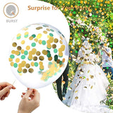 Green White Latex Party Balloons - 50Pcs 12 Inch White Green Gold Confetti Balloons For Jungle Theme Party Balloons Supplies