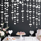 52Ft Valentines Day Party Decorations White Heart Garland White Love Heart Hanging Paper Streamer Banner For Wedding Anniversary Bridal Shower Engagement Mothers Day Bachelorette Winter Party Supplies