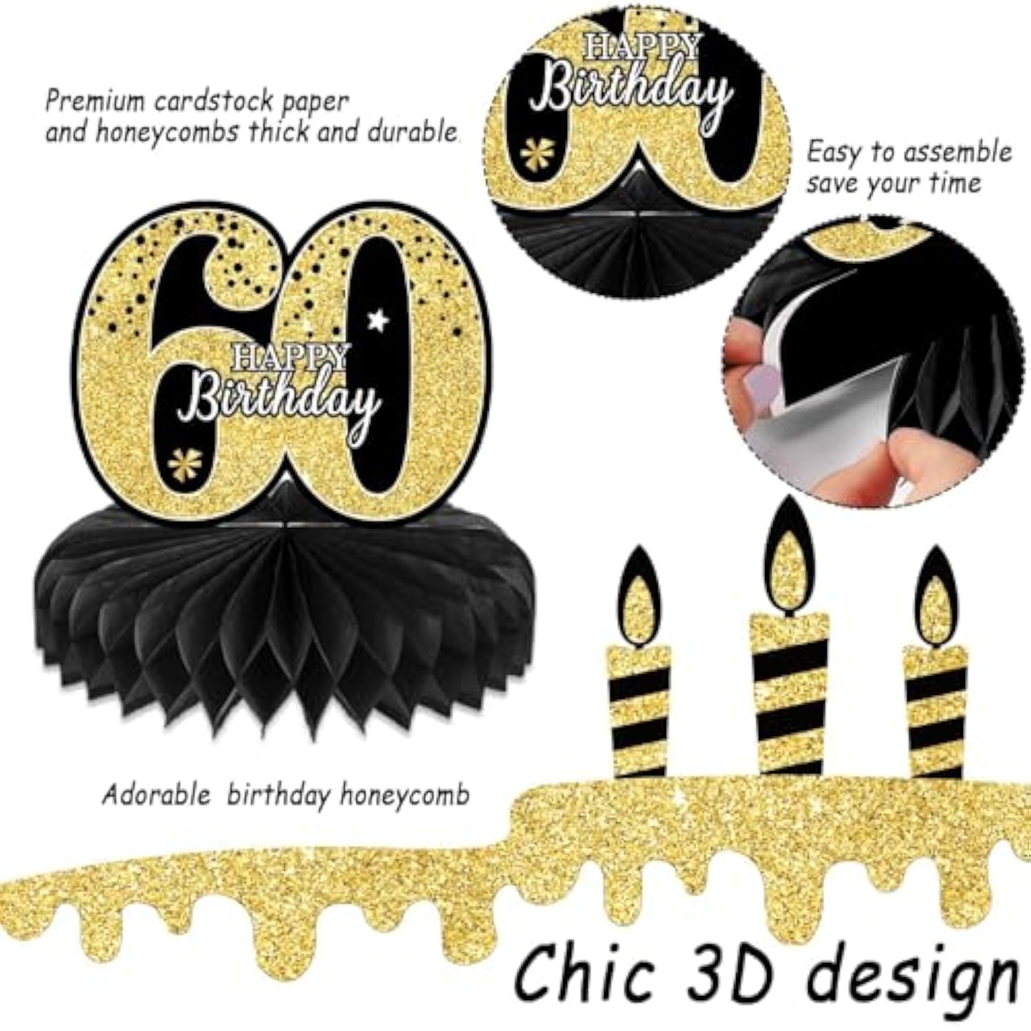 60th Birthday Table Centerpieces 1965 Vintage Party Decor for Men & Women (9PCS)