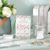 122 Pieces Guess How Many Kisses Bridal Shower Games Include 1 Bridal Shower Wooden Sign 100 Guessing Cards 20 Hb Pencils 1 Game Jar For Guests Wedding Party(Flowers)