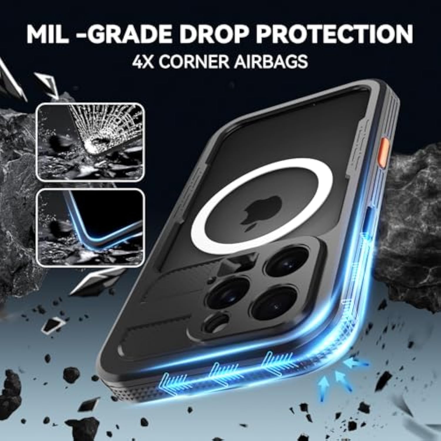 For Iphone 16 Pro Case Waterproof,With Magsafe Snowproof,Dustproof And Shockproof,Ip68 Certified Real 360 Full Body Protection Fully Sealed Underwater Cover For Iphone 16 Pro 6.3" Black