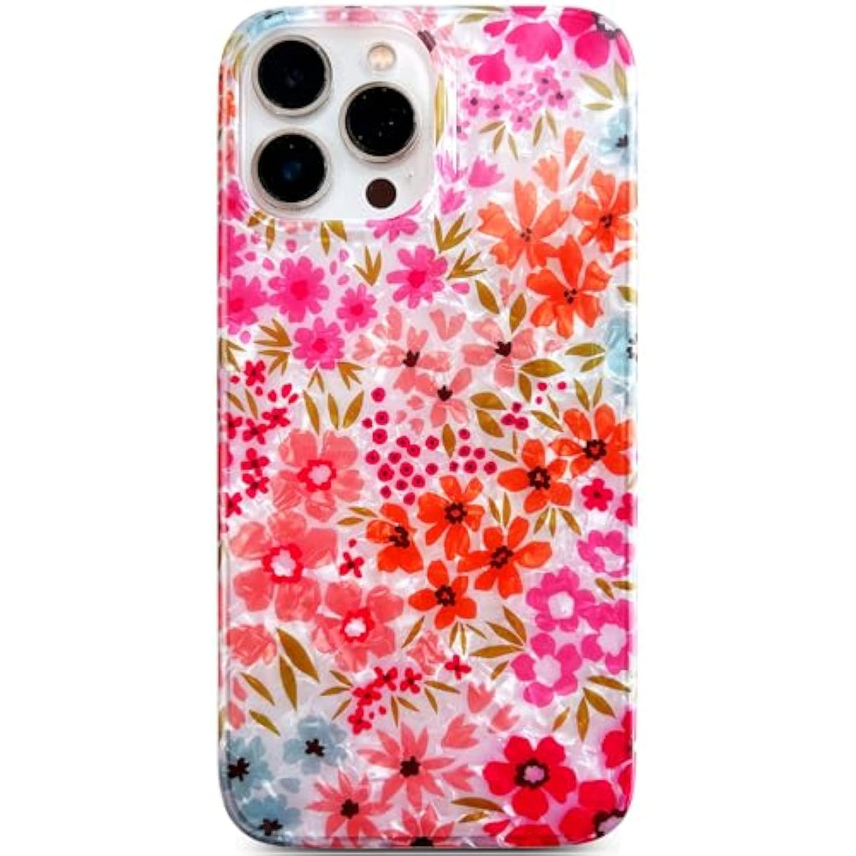 For Iphone 15 Pro Case 6.1",Cute Clear Flowers Design For Girls Women Shell Pattern Soft Lightweight Slim Fit Tpu Shockproof Phone Cover For Iphone 15 Pro, Pink Garden Floral