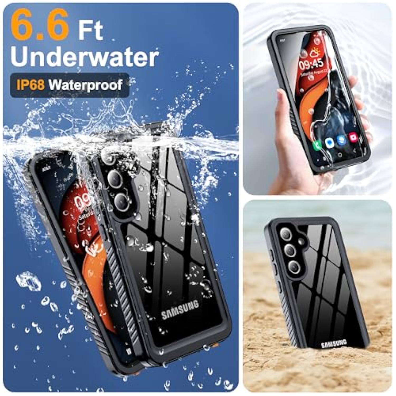 For Samsung Galaxy S25 Plus Case Waterproof,Ip68 Waterproof Dustproof Case With Built-In Screen Protector, Full Body Protective Phone Cover For Galaxy S25 Plus 6.6 Inch, Black/Clear
