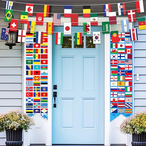3 Pcs International Country Flag World Porch Banner Back to School