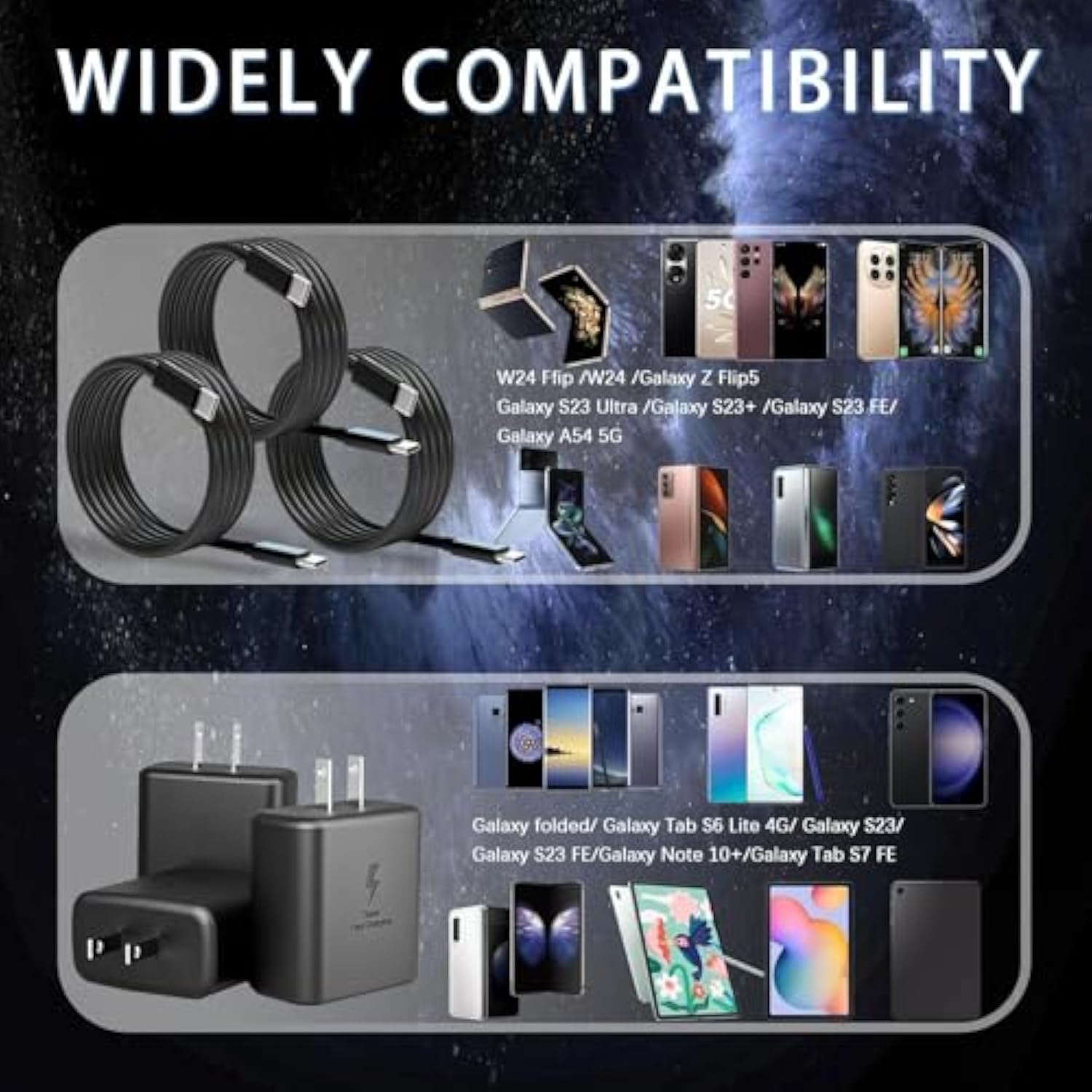 [3 Pack] 45W Super Fast Charger Usb C Replacement For Samsung Phone Charger 45 Watt Usb-C Charger,Type C Chargers Fast Charging For Galaxy S25 Ultra/S25/S24 Ultra/S24/S23/S22 Ultra,Tab S7/S8,6Ft Cable