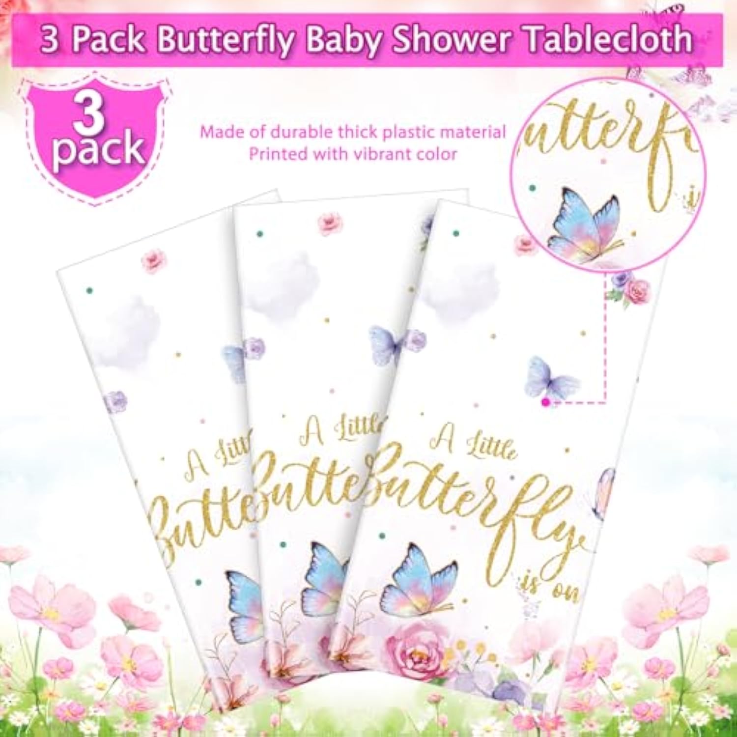 4 Butterfly Baby Shower Tablecloths, 54x108" Spring Disposable Party Covers