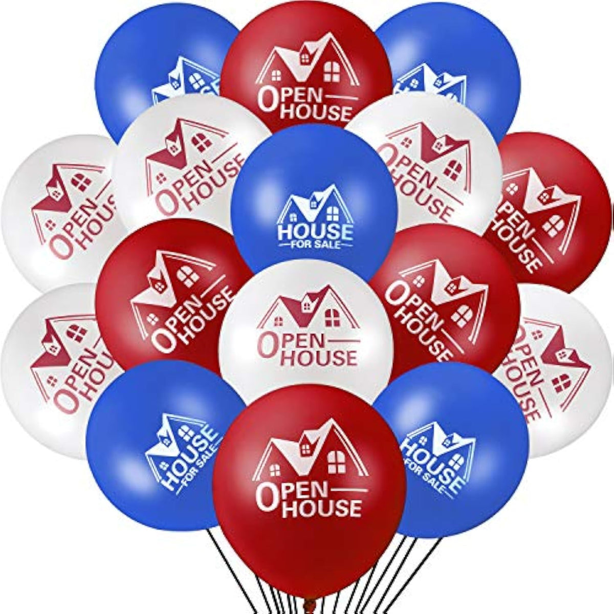 60 Pieces Open House Balloons For Sale 12 Inches Latex Balloons For Real Estate Supplies Signs For Open House Yard Sign